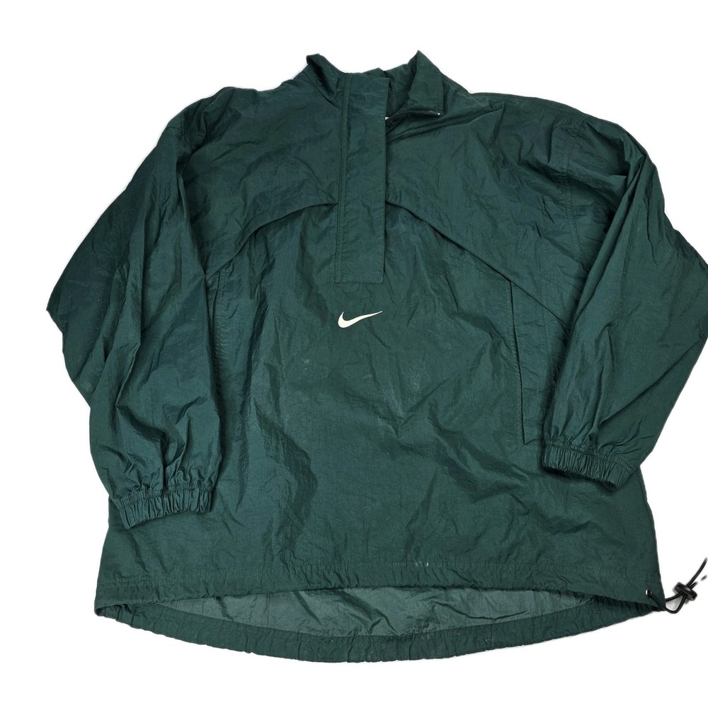 Vintage Nike Pullover Mens Large Center Swoosh Windbreaker Forest Green 90s